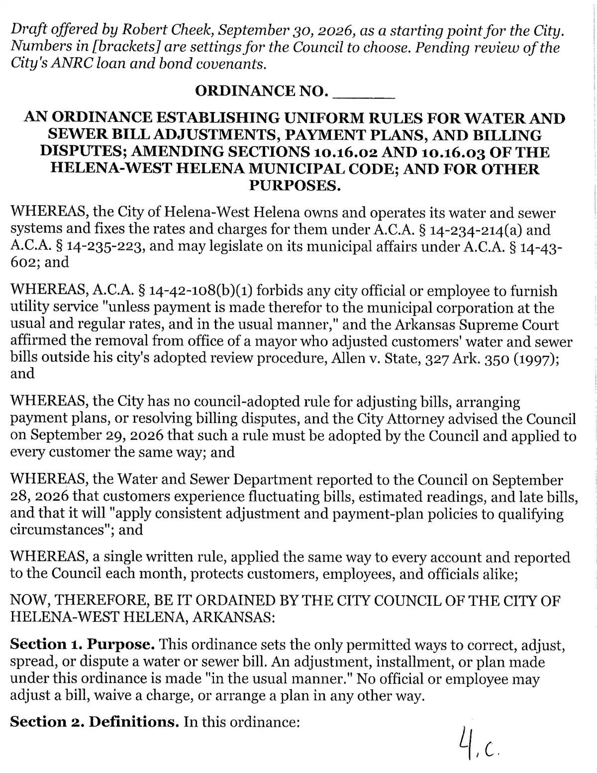 Resident Draft Ordinance (Cheek) — page 1