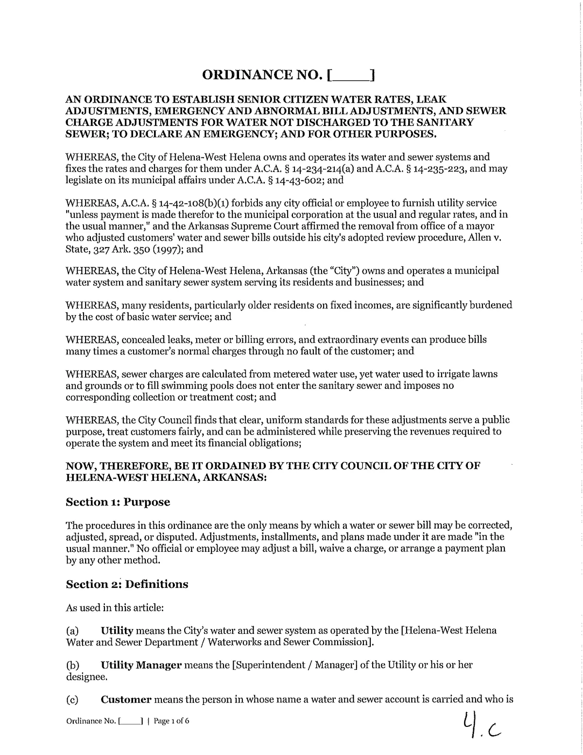 Mayor's Draft Ordinance — page 1