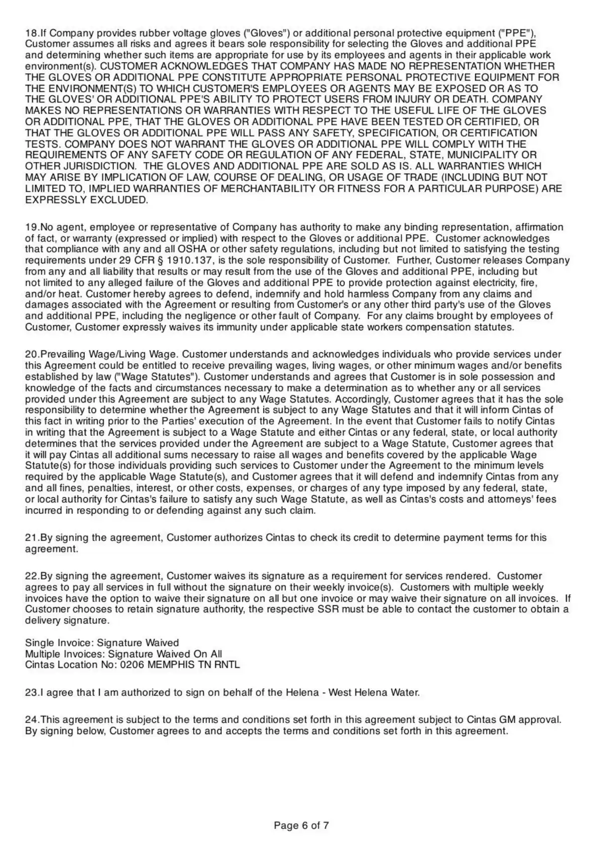 Cintas Agreement (60 months) — page 6