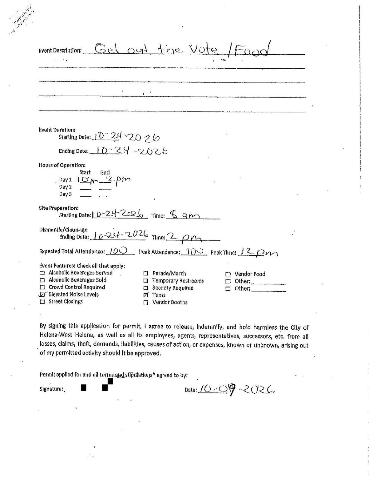 Event Permit (Get Out the Vote) — page 2
