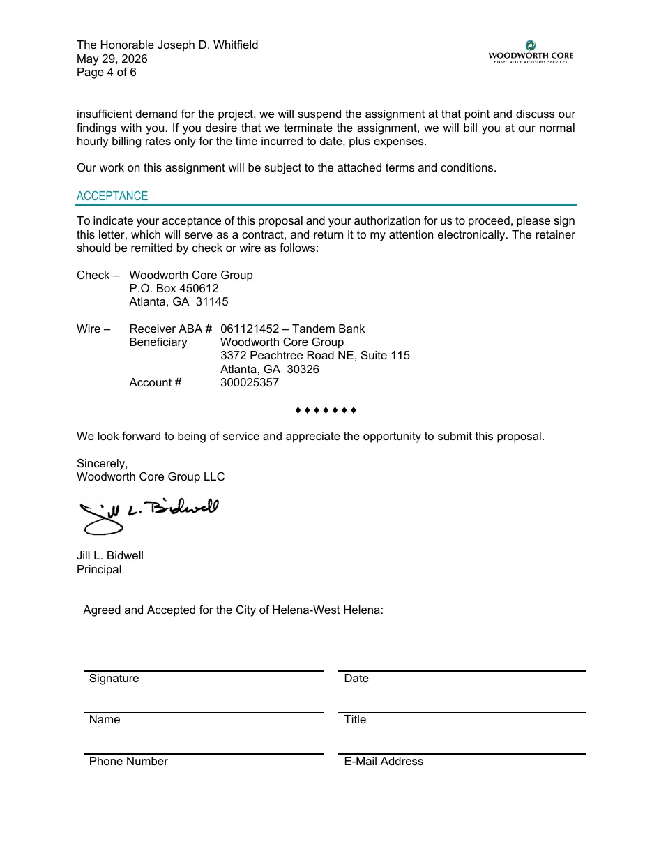 Proposal page 4: insufficient-demand walk-away clause and acceptance page