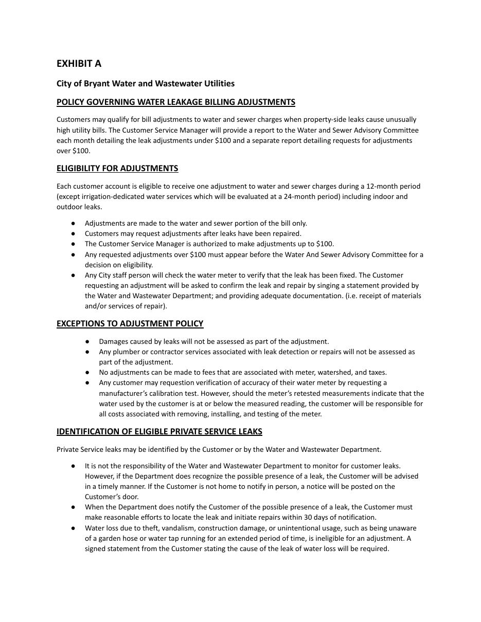 Bryant AR leak adjustment policy, page 1